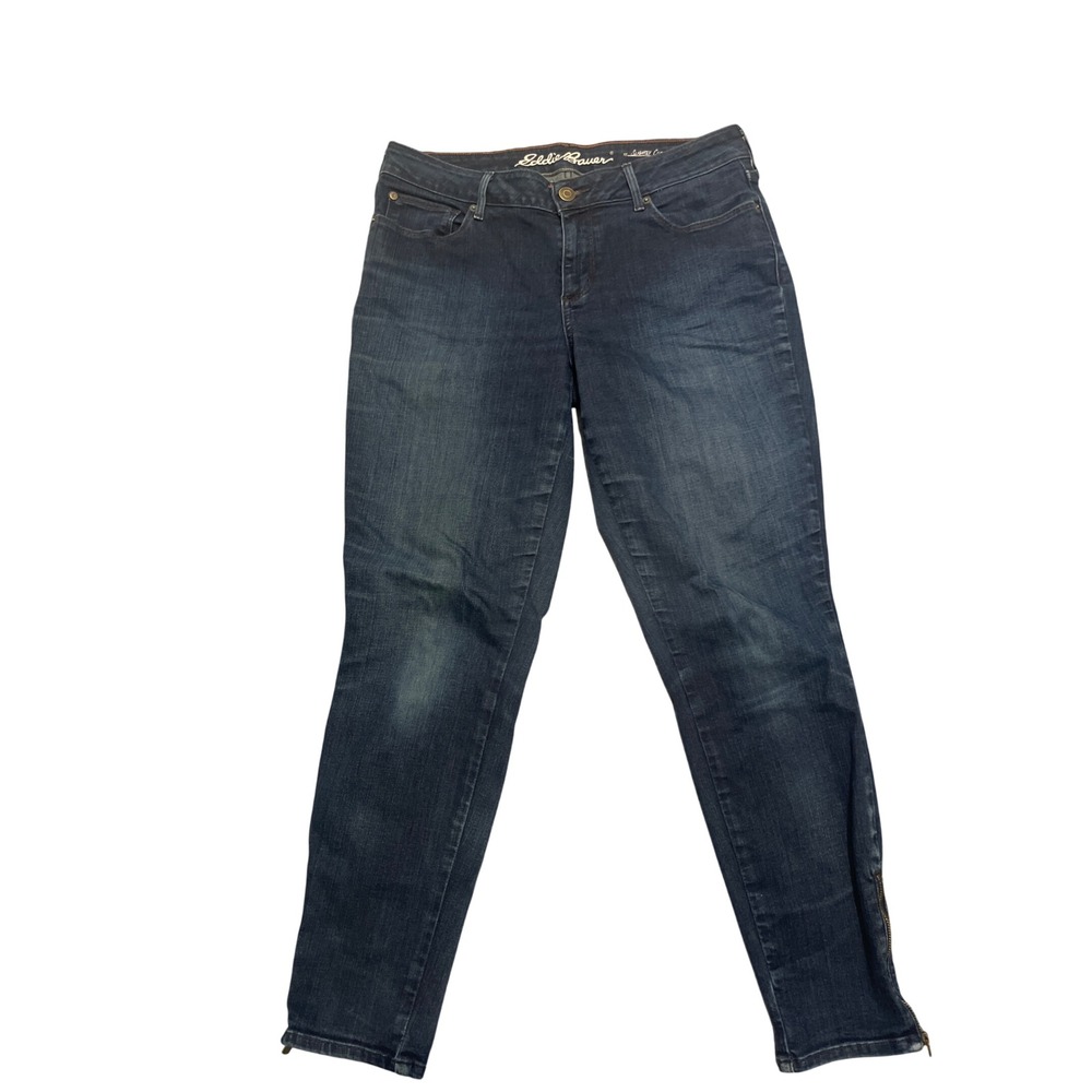 Eddie Bauer Jeans Women's 30x26 Dark Wash Slightly Curvy Skinny Zipper Ankle